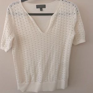 Banana Republic Ivory Knot Short Sleeve Sweater